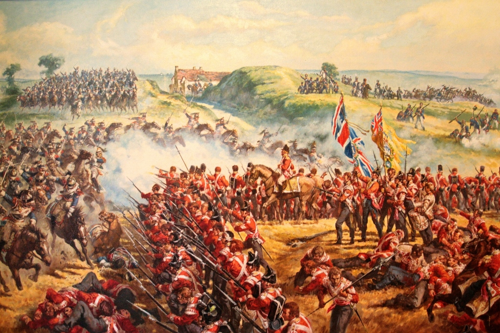 A detail of the painting 'Prepare For Cavalry' depicting the 27th Inniskillings at Waterloo ready to meet a French cavalry charge. The Regiment’s Colours are in the centre of the square where the wounded are gathered to receive what treatment could be offered. The original of this painting hangs in the Officers Mess of the 1st Battalion The Royal Irish Regiment. The work was commissioned by the Commanding Officer, Lt Col W S D Burke, and the officers of the 2nd Battalion The Royal Irish Rangers.
