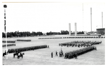 1 and 2 Guards march past Maj Gen Sir John Nelson and Lt Col Copinger-Symes