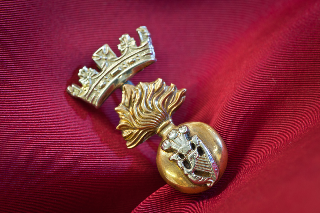 This cap badge of The Royal Irish Fusiliers is in the collection of The Museum of the Royal Irish Fusiliers.