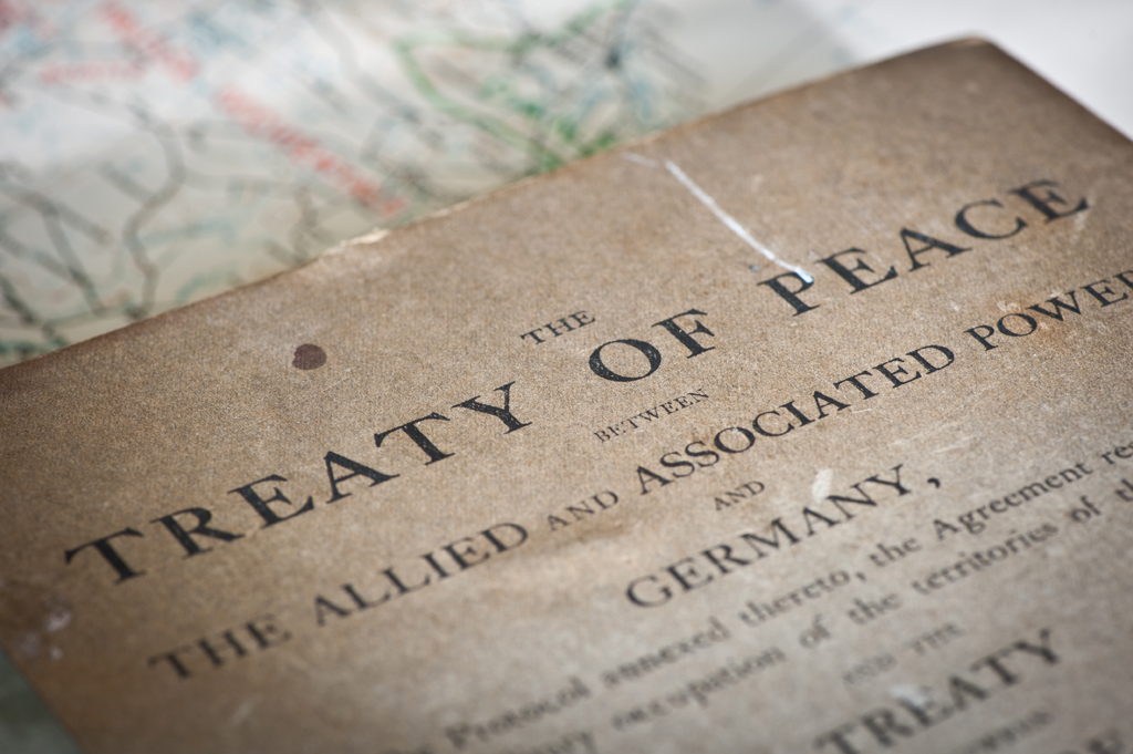 A copy of The Treaty of Versailles 1919