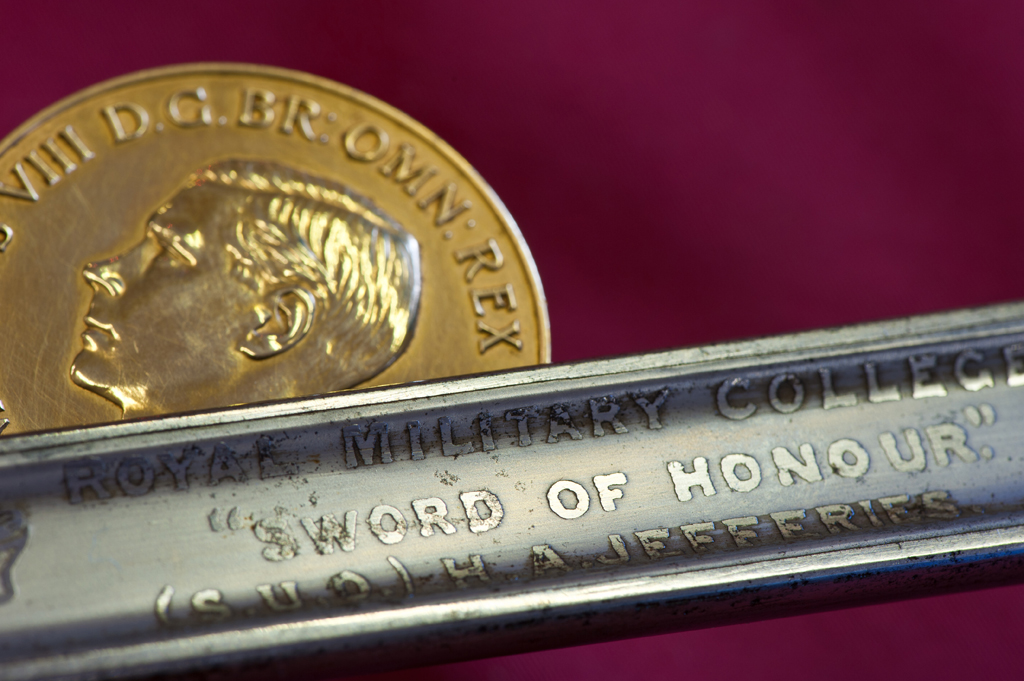 Detail of Sword of Honour and the gold Sovereign’s Medal, 1936