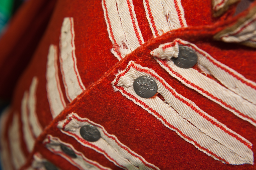 Detail of 1805 British tunic worn during the Peninsular War