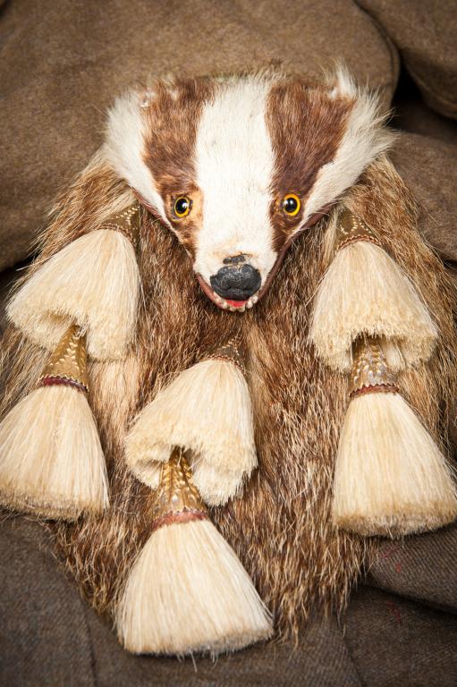 Badger head sporran worn by Inniskilling pipers during the 1930s