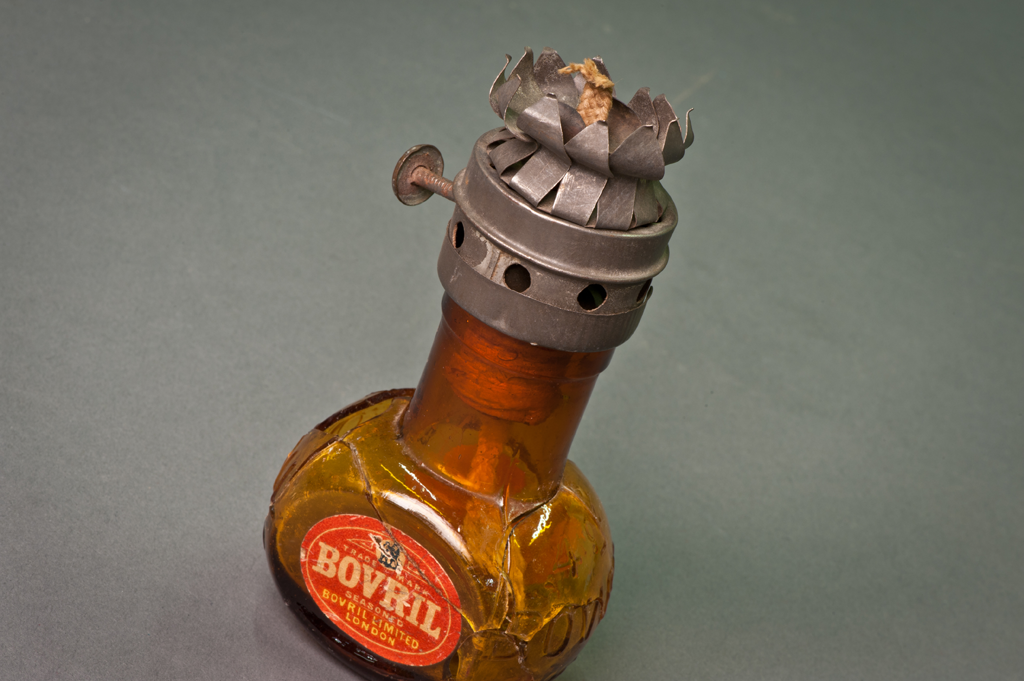 Bovril bottle oil lamp