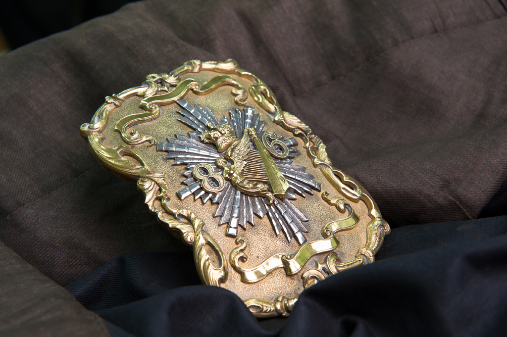 Ornate silver and silver gilt cross belt plate circa 1850